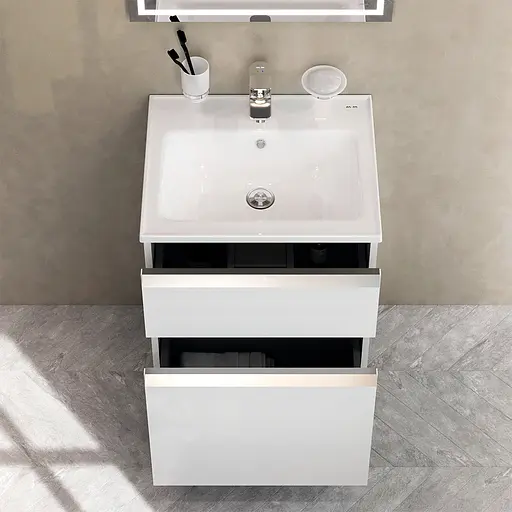 Тумба з умивальником AM.PM X-Joy S підлогова 55 см 2 ящики білий MTA-FSX0552WG-WCC0552WG Білий - фото 7