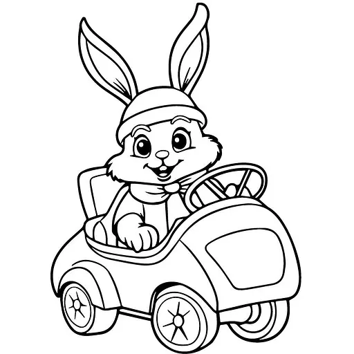Детская раскраска Art Craft Кролик за рулем с пальчиковыми красками 25х25 см (15643-AC) - фото 2