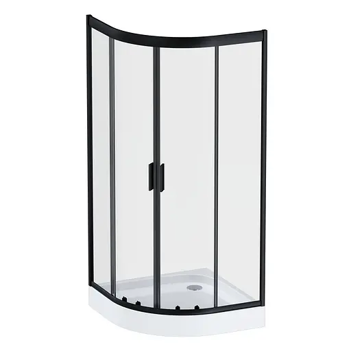 Душевая кабина Am.Pm Gem 1/4 Round 90x90 см без поддона black W90UG-401-090BT, прозрачная, черная - фото 1