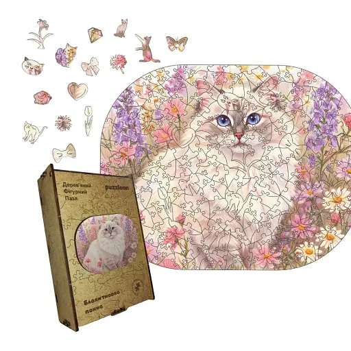 Деревянный фигурный пазл Голубоглазая Панна, А5, Деревянная коробка 35 элементов