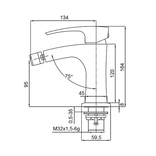 Змішувач для біде Koer KB-20007-05 KR3459 Чорний матовий - фото 2