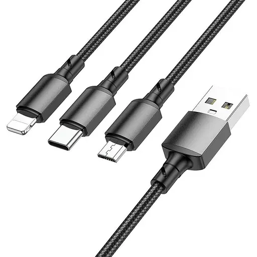 Кабель Borofone BX72 3 в 1 charging cable(iP+Type-C+Micro) - фото 1
