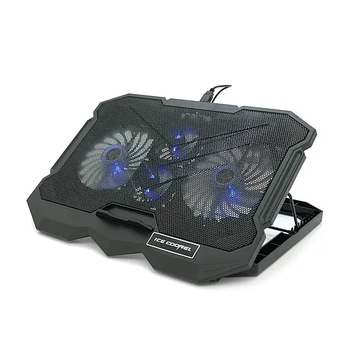 Підставка під ноутбук IceCoorel K22, 10-17", 2*125мм+2*70мм 2600±10% RPM, корпус пластик+алюміній, 385x280x28mm, Black, Box, Q10 - фото 3
