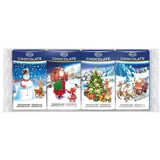 Шоколадки Only Christmas молочні 4 шт. х 15 г