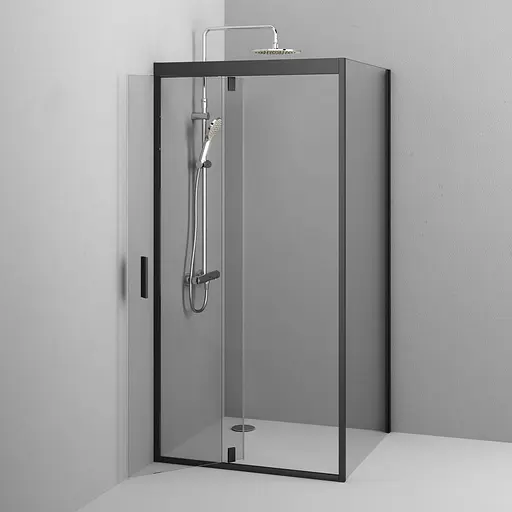 Душевая кабина Am. Pm Gem Square Pivot 90x90 см без поддона black W90UG-404-090BT, прозрачный, черный - фото 4