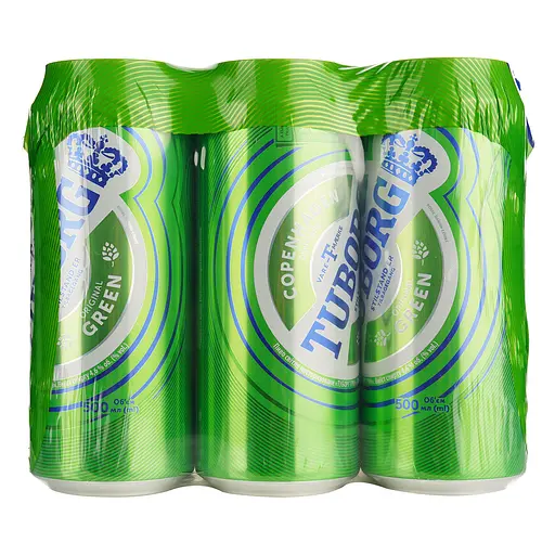 Пиво Tuborg Green светлое 4.6% 3 л (6 шт. по 0.5 л) ж/б - фото 4