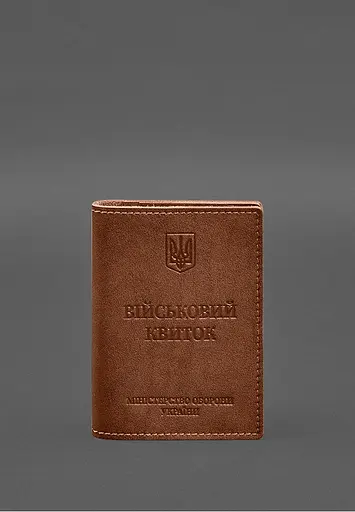 Кожаная обложка для военного билета с карманами 7.2 светло-коричневый краст - фото 2