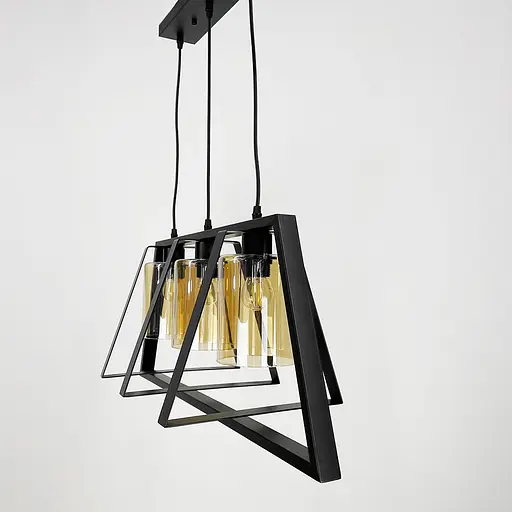 Люстра у трикутній формі корпусу чорного кольору із янтарними плафонами Line.F 11806/3 BK - фото 2