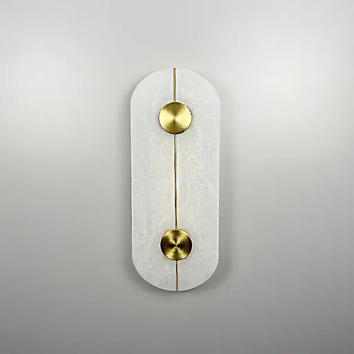 Неймовірне бра з білим видовженим мармуром у латунному каркасі Line F W 37G/2 L - фото 3