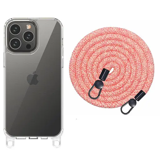 Чехол TPU Transparent with Straps для Apple iPhone 14 Pro 6.1 Красный/Белый - фото 1