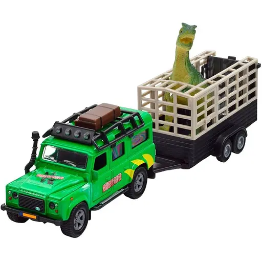 Набір: ігровий набір TechnoDrive Land Rover з причепом та динозавром + конструктор електронний Doka Піймай рух 16 деталей - фото 2