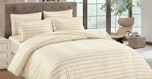 Постельное белье слоновая кость для двуспальной кровати комплект из пододеяльника простынь и двух наволочек - фото 1