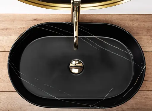 Умивальник Rea Nadia Stone Matt накладний REA-U8565, Чорний матовий - фото 4