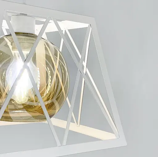 Світильник Лофт у корпусі білого кольору із янтарним плафоном | Арт. 12308/1 WT+AM | Line F - фото 5