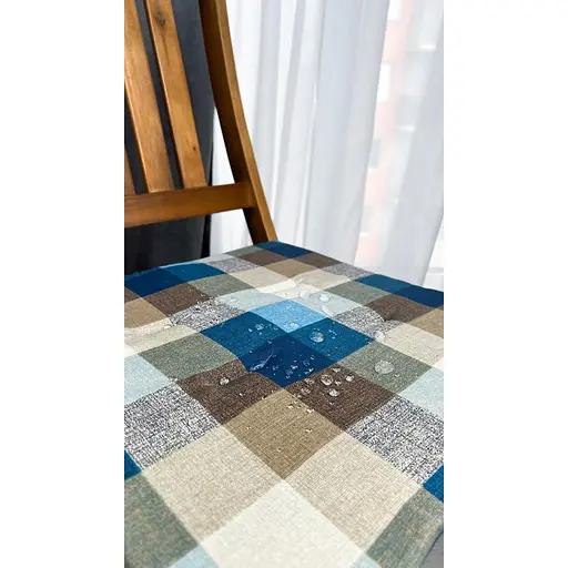 Водоотталкивающая подушка на стул Шахматка синяя (2 шт.) - фото 8