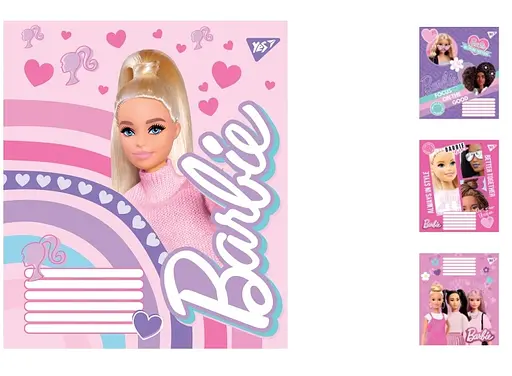 Зошити учнівські 12 аркушів лінія. YES Barbie, 25 шт. в упаковці