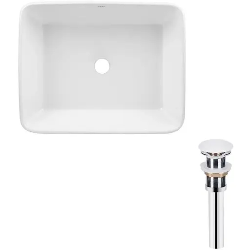 Умивальник Qtap Tern накладний прямокутний 475x370x140 мм White + донний клапан PU02, Білий - фото 1