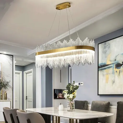 Видовжена підвісна люстра у латунному корпусі 100х40х32 см | Line F | Арт. J881-1000 L AB - фото 9