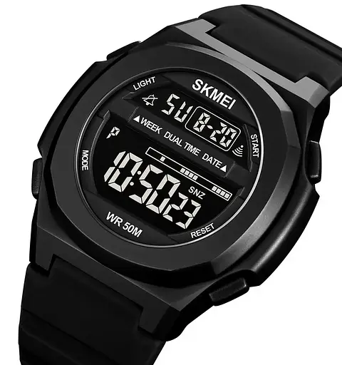 Часы мужские спортивные Skmei 1821 (Черные с черным циферблатом) - фото 3