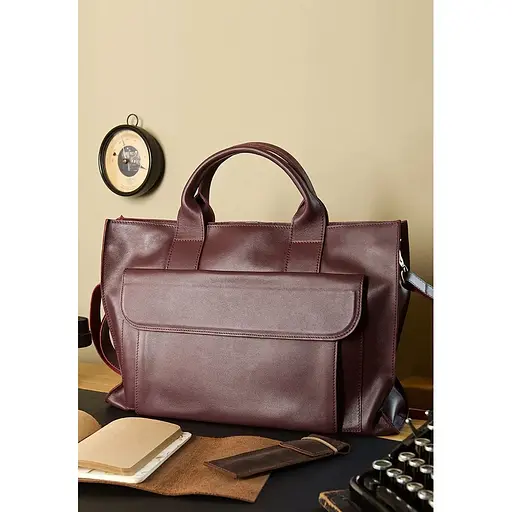 Шкіряна сумка для ноутбука та документів Універсальна бордова - фото 1