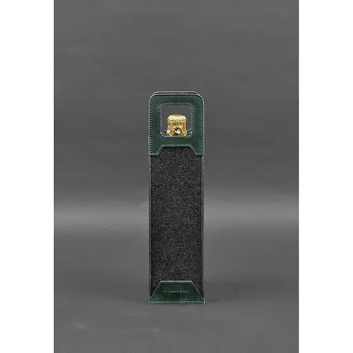 Чехол для вина BlankNote Crazy Horse 1.0 из фетра с кожаными вставками зеленый - фото 5