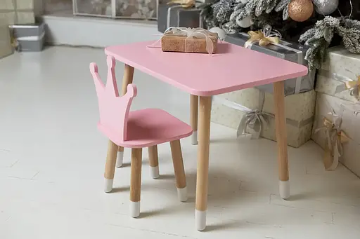 Дитячий прямокутний столик (Рожевий) та стільчик Корона (Рожева) - фото 10