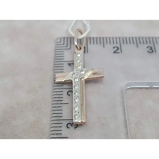 Золотий хрестик ЮЗ "Багет" з діамантами. 2В410320536/21 - фото 4