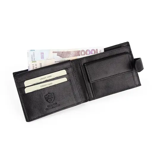Портмоне чоловіче шкіряне Virginia Conti СВ 819 чорне з кнопкою - фото 2