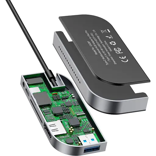 USB-хаб Baseus Bend Angle No.7 Multifunctional Type-C Hub Converter Dark Gray (CAHUB-WJ0G) [77940] - фото 3