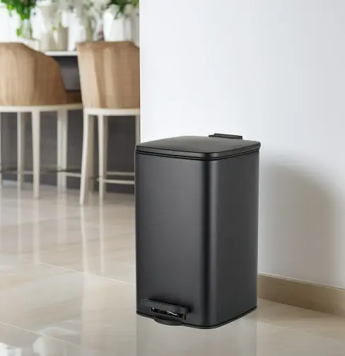 Мусорное ведро Zerix Kubix-TC0108 Black с плавным закрытием квадратное 8 л черный (ZX5892)  - фото 3