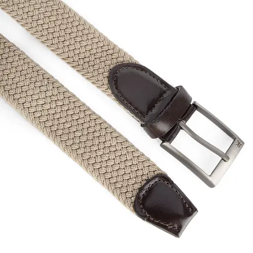 Ремень-резинка мужской JK-35007 (110 см) бежевый плетеный - фото 2