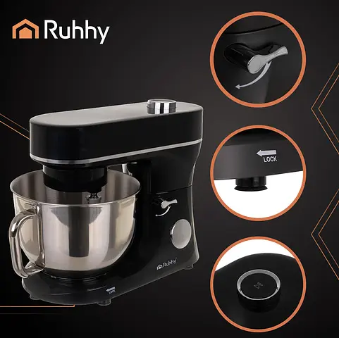 Кухонний комбайн RUHHY тістоміс з підігрівом чаші 25726 6.2 л 2000 Вт сенсорний дисплей 11 швидкостей 3 насадки - фото 7