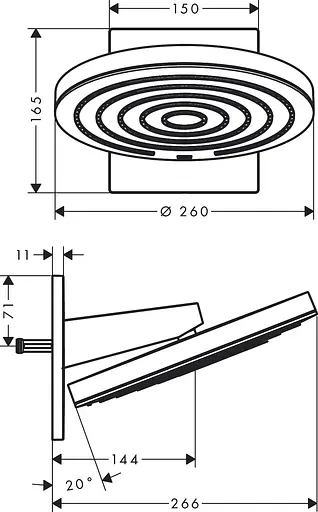 Верхний душ Hansgrohe Pulsify 260 2jet с держателем Matt White 24150700, Белый матовый - фото 2
