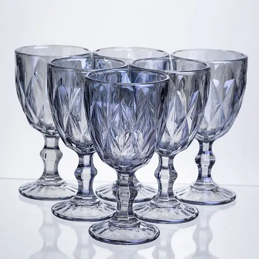 Набор столовых стаканов Diamond Blue 6 штук по 300 мл HP-19-275 прозрачный бокал для шампанского коктейлей Yiwu HP-19-275 - фото 1