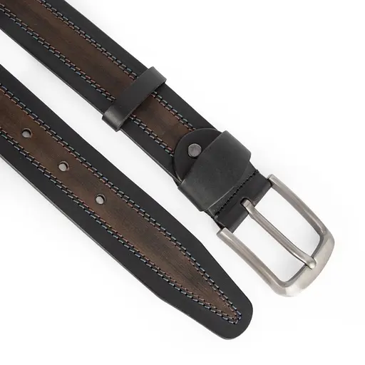 Ремінь чоловічий шкіряний зі строчкою коричневий SF-403 (125 см) - фото 2