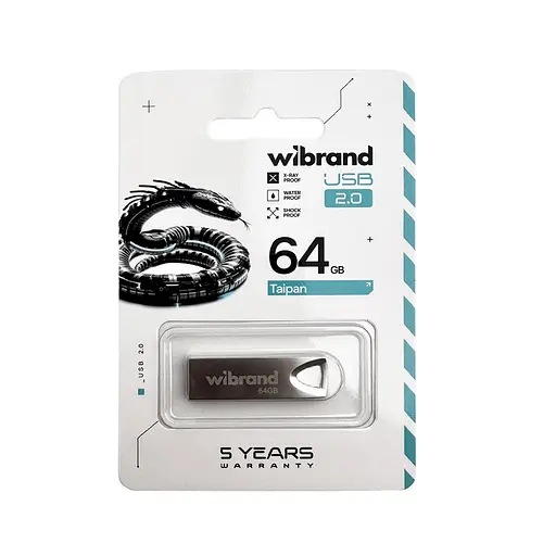 Флэш-накопитель Wibrand USB 2.0 Taipan 64Gb Серебристый - фото 2