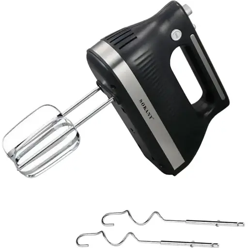 Ручний міксер Sokany SK-6632 з насадками для тесту 5 швидкостей 300Вт Чорний - фото 1