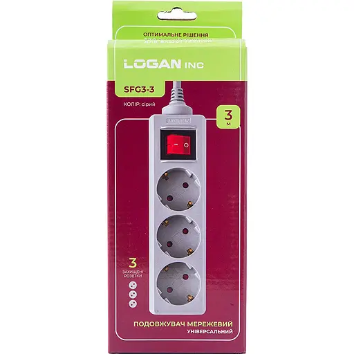 Мережевий фільтр Logan SFG3-3 Grey - фото 3