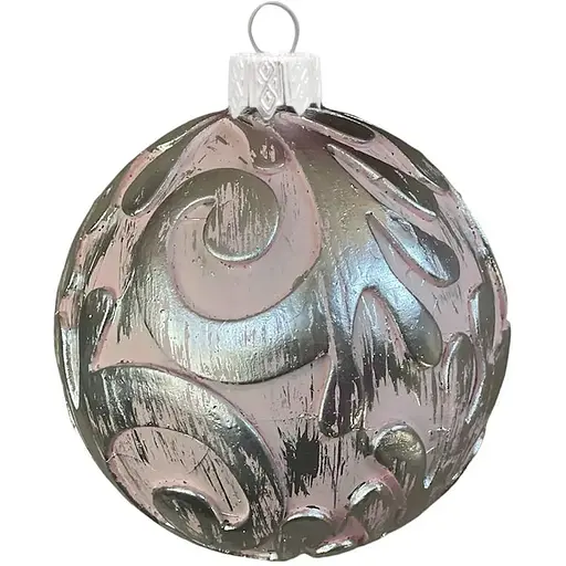 Набір ялинкових іграшок Dashuri Вінтаж 2 штуки по 8 см зі срібною поталлю, пудра 80130302