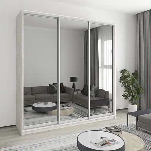 Шкаф-купе трехдверный MebelStar Стандарт AL 3 Зеркала 230x60x240 см Аляска серый (MBS-1881)