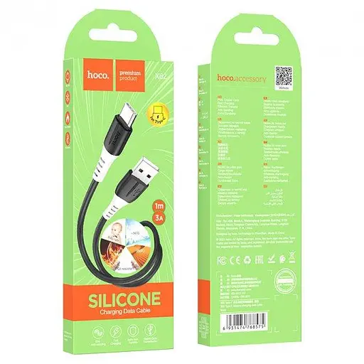 Кабель Hoco X82 Type-C silicone charging data cable Чорний - фото 2