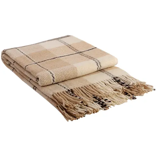 Плед вовняний Vladi Ельф 200х220 біло-бежево-коричневий 3 - фото 1