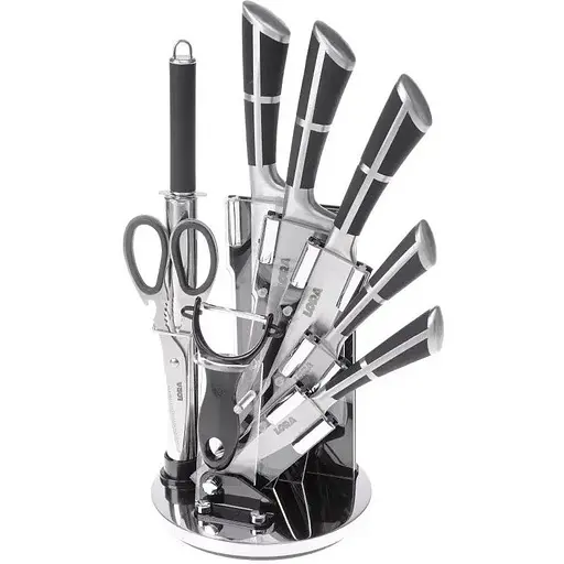 Набір ножів із підставкою 9 предметів Black (NS19SETKN)