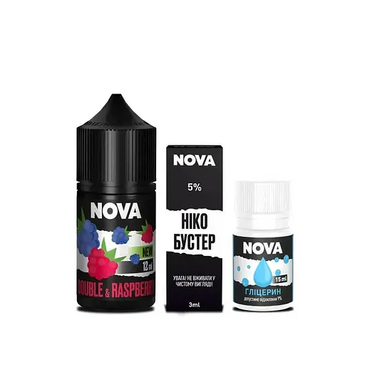 Набор компонентов для самозамеса солевой заправки Nova 30 мл DOUBLE RASPBERRY Малина, 0-50 мг (18079) - фото 2