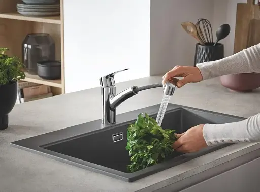 Змішувач для кухні Grohe Eurosmart з висувним виливом Хром 30412 - фото 5