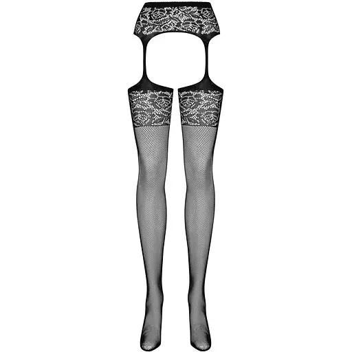 Сітчасті панчохи-стокінги з імітацією гартерів Obsessive Garter stockings S500S/M/L, чорні - фото 4
