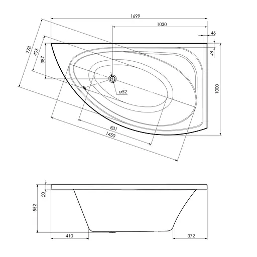 Ванна акриловая mprese Blatna 170x100 левая BLATNA170L - фото 3
