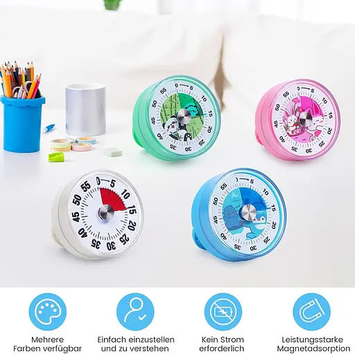 Візуальний таймер для дітей — 60-хвилинний механічний кухонний таймер, цифровий таймер, який може замінити дитячий таймер - фото 3