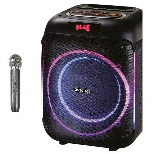 Портативная караоке колонка ZXX-5502 переносной динамик с беспроводным микрофоном и подсветкой FM-радио Bluetooth 80 Вт - фото 1
