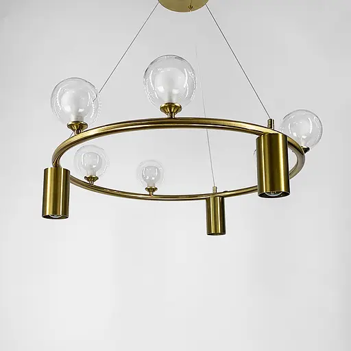 Підвісна люстра-кільце на 6 плафонів та 3 споти d 60 | Арт. SG 46-750 GD | Line F - фото 2